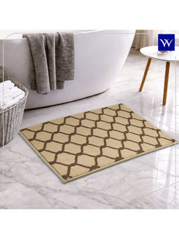 Welspun - Beige Ethan Polyester Machine Tufted Ornate Stain Resistant Bath Mat (S)