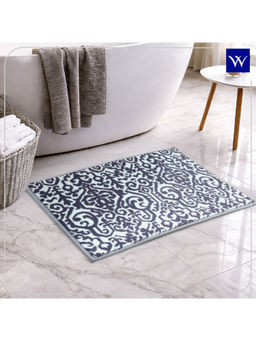 Welspun - Blue Ethan Polyester Machine Tufted Ornate Stain Resistant Bath Mat (S)