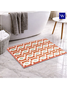 Welspun - Orange Ethan Polyester Machine Tufted Ornate Stain Resistant Bath Mat (S)