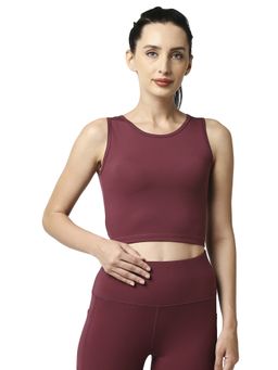 SOIE - Sleeveless Quick Dry Athleisure Crop Top-Wine