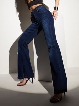 Miss Chase - Women Blue Bootcut Mid Rise Regular Length Denim Stretchable Jeans