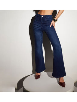 Miss Chase - Women Navy Blue Bootcut High Rise Stretchable Denim Shaping Jeans