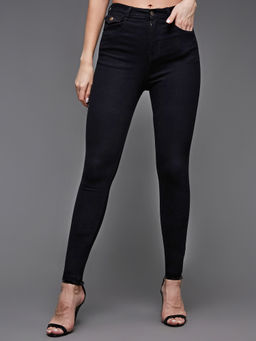 Miss Chase - Women Black Skinny High Rise Regular-Length Stretchable Denim Jeans