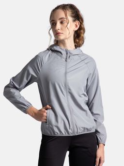 Jockey - MW50 Women Microfiber Fabric Water Resistant Hooded Jacket - Grey