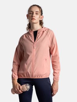 Jockey - MW50 Women Microfiber Fabric Water Resistant Hooded Jacket - Mellow Rose