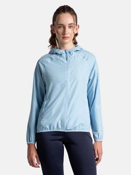 Jockey - MW50 Women Microfiber Fabric Water Resistant Hooded Jacket - Powder Blue