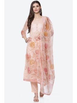 Biba - Peach Organza Unstitched Suit (Set of 3)