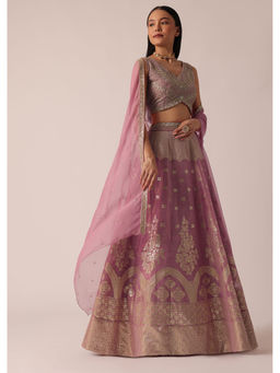 KALKI FASHION - Pink Banarasi Brocade Lehenga and Choli with Dupatta (Set of 3)
