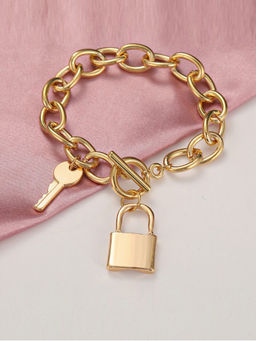 Jewels Galaxy - Gold-Toned Gold Plated With A Lock and Key