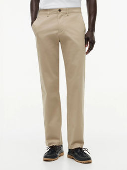 Tommy Hilfiger - Beige Relaxed Fit Solid Mid Rise Trouser