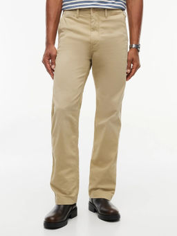 Tommy Hilfiger - Beige Regular Fit Solid Mid Rise Trouser