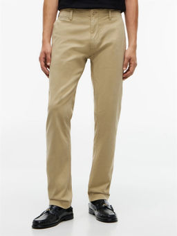 Tommy Hilfiger - Beige Slim Fit Solid Mid Rise Trouser