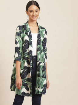 Qurvii - Green Tropical Print Beachy Shrug