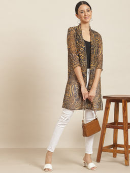 Qurvii - Black and Brown Leopard Print Shrug