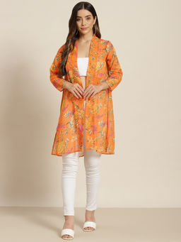 Qurvii - Orange Floral Shrug