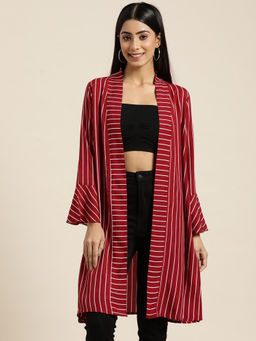 Qurvii - Maroon and White Stripe Shrug