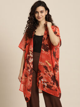 Qurvii - Red Abstract Print Shrug