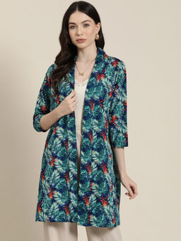Qurvii - Green Tropical Print Shrug