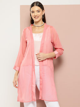 Qurvii - Pink Shimmery Georgette Party Shrug