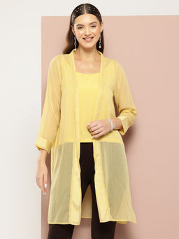 Qurvii - Yellow Shimmery Georgette Party Shrug