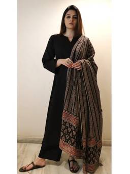 TWINS LADY - Black Women Solid Anarkali Kurta with Pant and Dupatta