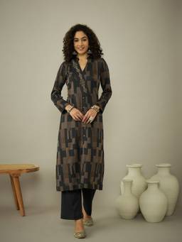 STADO - Black Printed Kurta with Pant