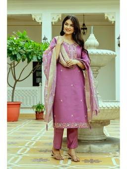 TWINS LADY - Mauve Embroidered Kurta with Pant and Dupatta