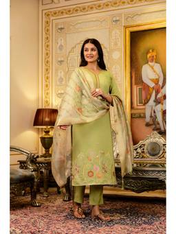 TWINS LADY - Green Floral Kurta with Pant and Dupatta