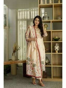 TWINS LADY - Cream Floral Kurta with Pant and Dupatta