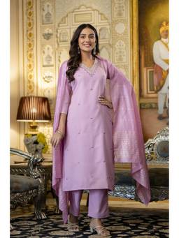 TWINS LADY - Women Lavender Floral Kurta with Pant and Dupatta