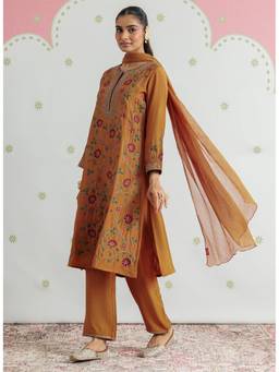 Lakshita - Aafreen Mustard Aari and Zari Embroidered Kurta with Pant and Dupatta