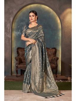 Monjolika Fashion - Grey Silk with Rich Zari Weaving Saree