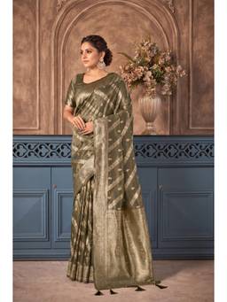 Monjolika Fashion - Green Silk with Rich Zari Weaving Saree