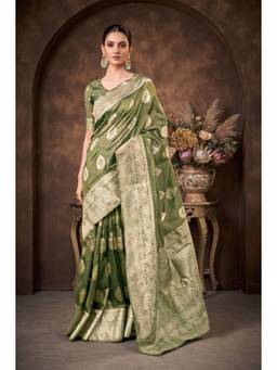 Monjolika Fashion - Light Green Silk with Rich Zari Weaving Saree