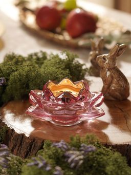 Pure Home + Living - Pink Lotus Shaped Glass Tea Light Holder