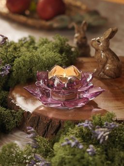 Pure Home + Living - Lavender Lotus Shaped Glass Tea Light Holder