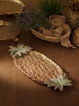 Pure Home + Living - Antique Gold Polyresin Pineapple Tray