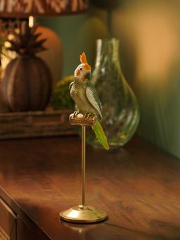 Pure Home + Living - Olive Polyresin Cockatoo on Bronze Stand