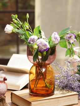 Pure Home + Living - Amber Plum Colour block Hourglass Vase