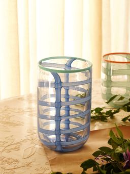 Pure Home + Living - Blue Abstract Pattern Glass Vase