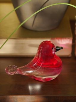 Pure Home + Living - Red Pink Ombre Glass Robin (S)