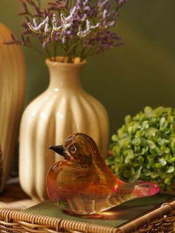 Pure Home + Living - Pink Amber Ombre Glass Robin (S)