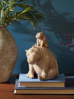 Pure Home + Living - Grey Ceramic Mother and Baby Hippo