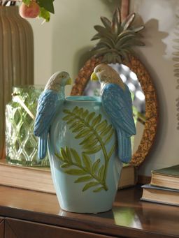 Pure Home + Living - Blue Parrot Ceramic Vase