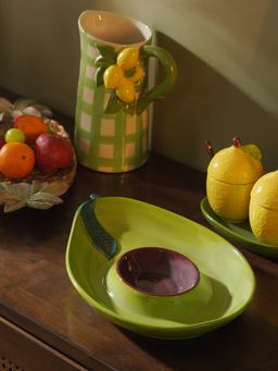 Pure Home + Living - Green Ceramic Avocado Chip & Dip Platter
