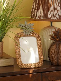 Pure Home + Living - Antique Gold Polyresin Pineapple Photo Frame