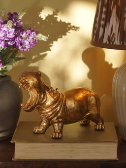 Pure Home + Living - Antique Gold Polyresin Standing Hippopotamus