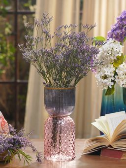 Pure Home + Living - Blue Pink Colour blocked Textured Glass Vase