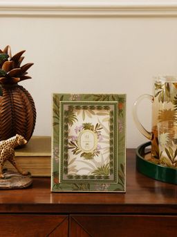 Pure Home + Living - Green Pineapple Print Faux Leather Photo Frame (S)
