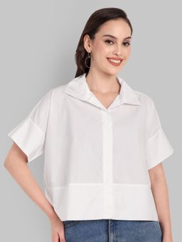 Mera Rang - Classic White Boxy Cotton Shirt Top